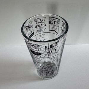 Clear Cocktail Recipe Mixing Glass - Printed Cocktail Guide